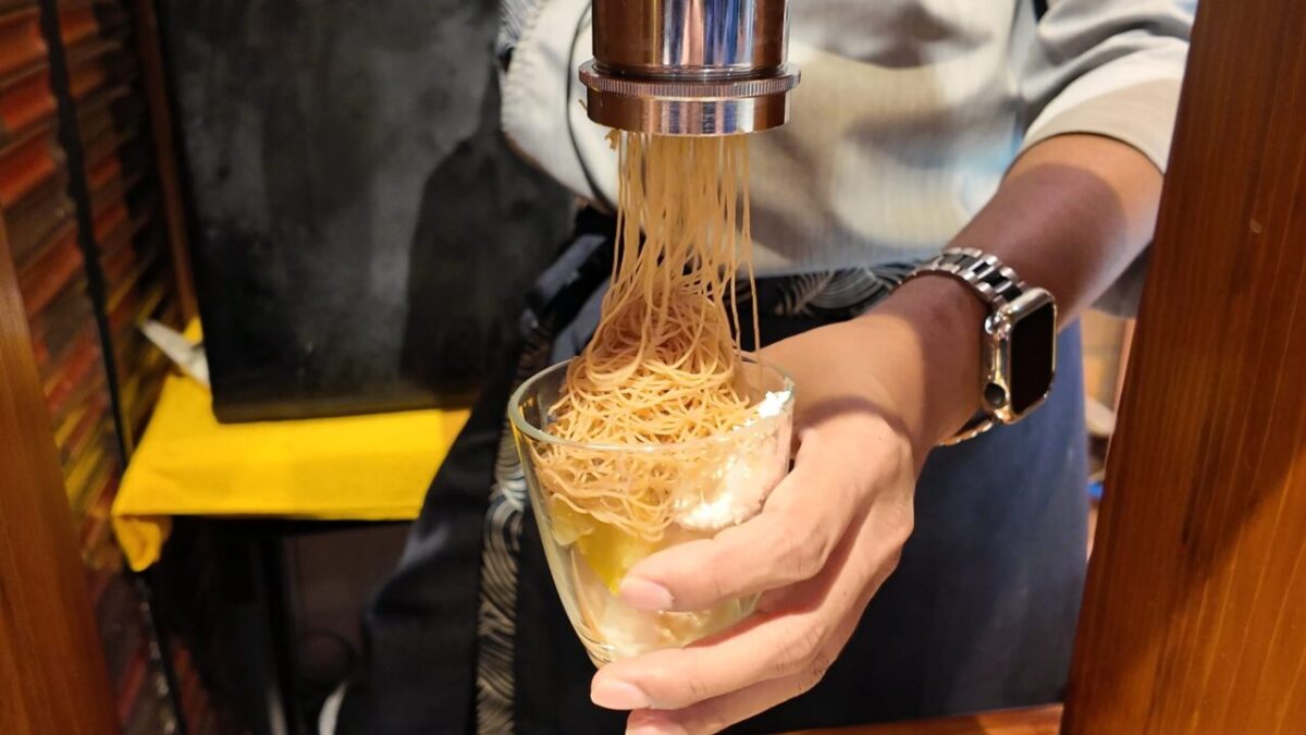 たてやま温泉 千里の風 夕食ビュッフェの搾りたてモンブラン
